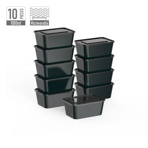 Black Takeaway Plastic Food Containers 1000ml