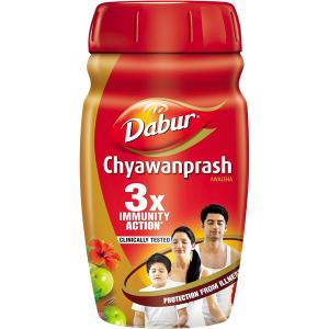 DABUR Chyawanprash | 3X Immunity Action | With 40+ Ayurvedic Herbs | Helps Build Strength & Stamina | Builds Overall Health, 1 count, 500 grams