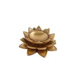 Diya Small Ethnic Design Handmade Curved Oil Wick Antique Kuber Deepak Lamp for Home Decor Temple Puja Office Counter Decoration Festival Gift (10×10×4 Cm 500g)