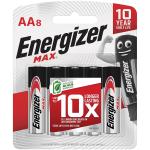 Energizer E91 Bp8 Max 1.5V Alkaline Battery - Aa, Pack Of 8